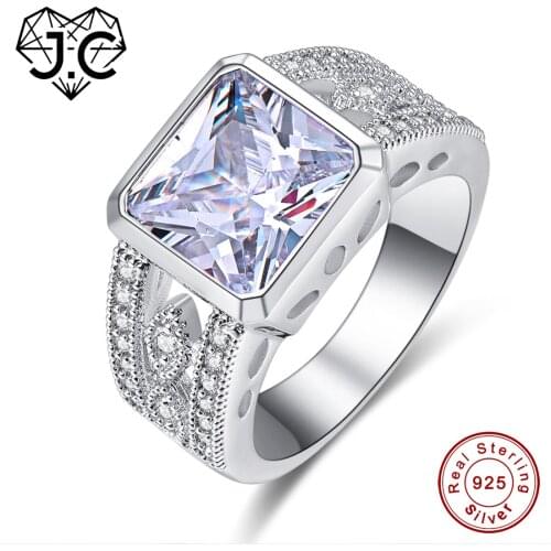 J.C unisex Amethyst & White Topaz 925 Sterling Silver Ring Size 6 7 8 9 cocktail Wedding Fine Jewelry