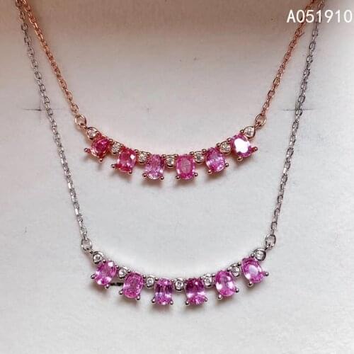 KJJEAXCMY boutique jewelry 925 sterling silver inlaid Natural pink sapphire Womens pendant necklace supports inspection trendy