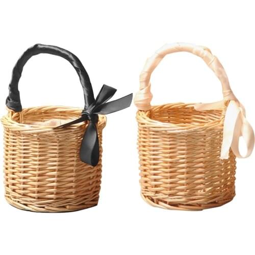 Picnic Basket Mini Wicker Hand Basket Fruit Basket Packaging Basket Decorative Prop Basket