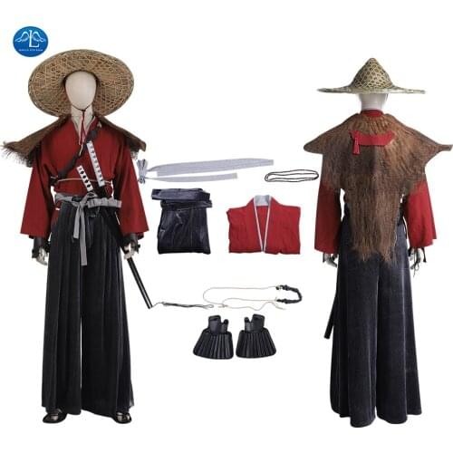 Game Ghost Of Tsushima Cosplay Jin Sakai Costume Japan Samurai Warriors Halloween Party Unisex Men Coir Raincoat Cape Hero