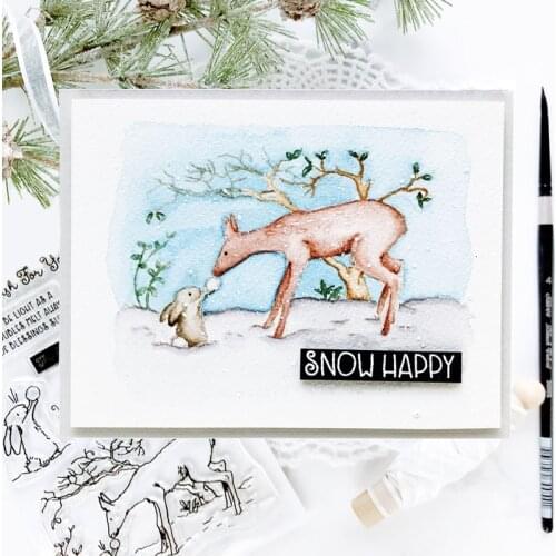 Rabbits And Moose Have a Snow Happy Day Dies Corresponding Stamps DIY Scrapbooking Card Album Making Crafts Stencil 2020