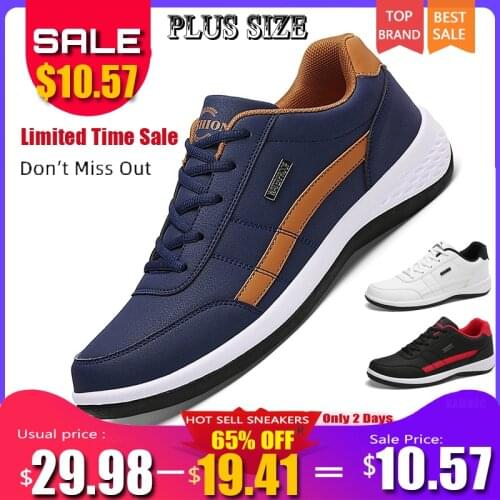 Men Business Casual Shoes PU Leather Running Shoes Fashion Lace Up Casual Sneakers Male Outdoor Walking Jogging Sports Shoes