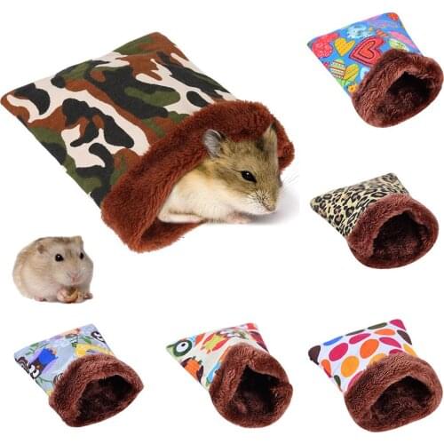 Lovely Rats Hamster Winter Warm Fleece Hanging Cage Hammock Cute House With Bed Mat For Small Furry Animals Small Animal Cage