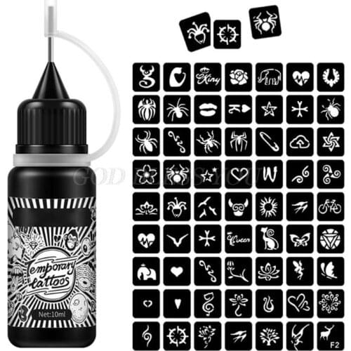 Temporary Tattoos Kit Semi Permanent Freehand Ink Stencils Set DIY Tattoos Temp for Kids Women Adults Art Painting Supply