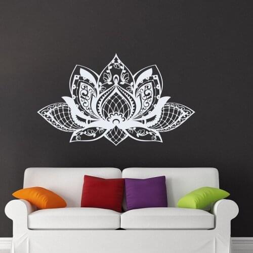 Lotus Wall Sticker Mandala Lotus Vinyl Wall Sticker Bohemian Style Decal Yoga Studio Home Wall Art Decoration Mural YJ26