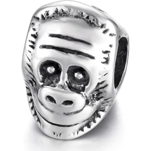 Stainless Steel Orangutan European Bead Polished 4mm Hole Metal Beads Charms for DIY Bracelet Jewelry Making Accessories