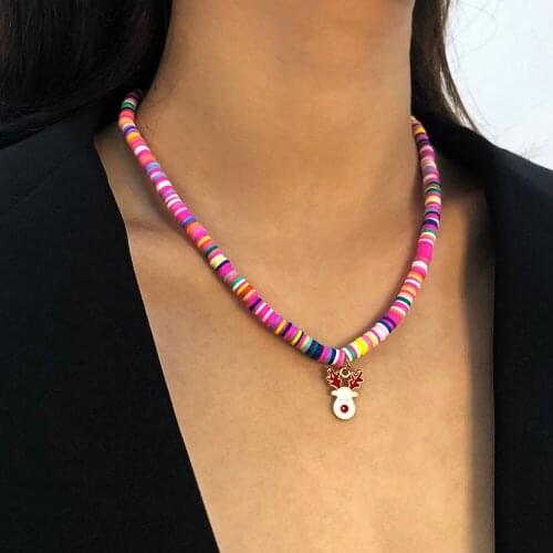 Lalynnly 2020 New Fashion Soft Leathereete Choker Necklace For Women Christmas Set Adjustable Colorful Style Necklace Women Gift