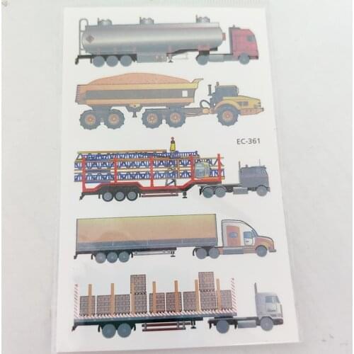 Water Transfer Children Temporary Tatoo Sticker Waterproof Fake Tattoo Car Vehicle Tanker Truck Tattoos Hand Foot Tatouage Boy