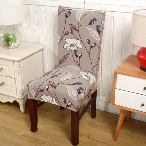 Removable Anti-slip Floral Printing Stretch Dining Chair Cover Spandex Brief Chair Seat Case for Hotel Party Banquet Decoration