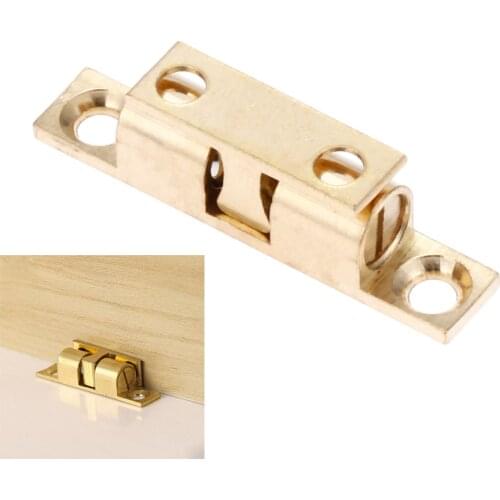 1Pc 42mm Pure Copper Double Ball Latch Clip Lock Cabinet Door Catches Touch Beads Bronze Brass Color Hardware Accessories
