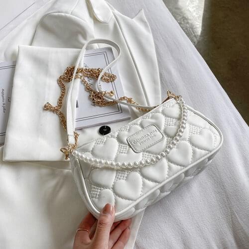 Shoulder Bag Designer Handbag Crossbody Bags for Women Chain Purse Women Bag Fashion All-match 2021 PU Leather Beaded Zipper