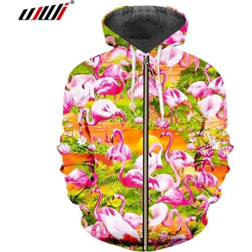 UJWI Personality Best Selling animal Zip Hoodies 3D Sunset bird Mens Zipper Coat Printed Colorful Man Sweatshirt dropship