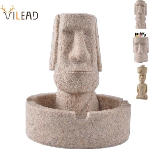 VILEAD Easter Day Decoration Easter Island Moai Figurines Stone Pukao Statuettes Vintage Home Decor Creative New Year Gifts