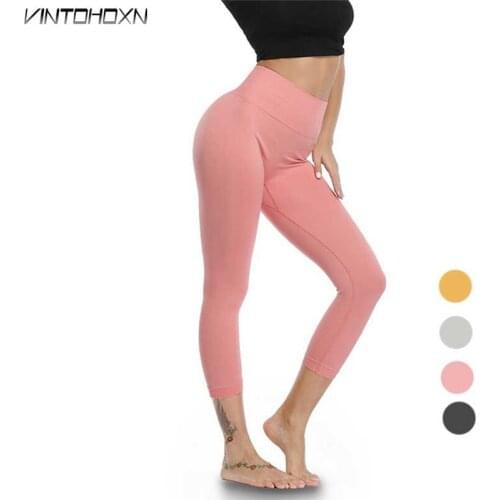 Women Capri Running Tights Pants Trousers Yoga Workout Sport Fitness Sports Gym High Waist Clothing Leggings For Female WA43