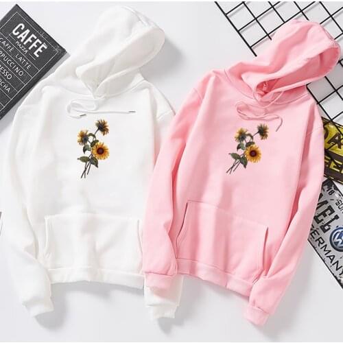 Women Hoodies Sunflower Sweatshirts Casual Long Sleeve Hooded Sweatshirt Print Flower Pullover Tops Blouse for Female Pullovers