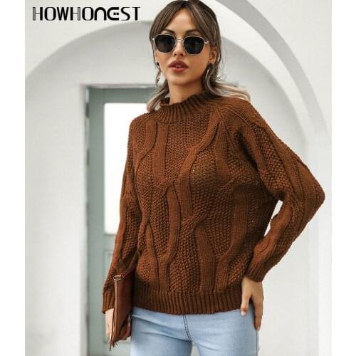 Za Womens Sweater Casual Vintage 2021 Winter Fashion Long Sleeves Thick Warm Pullovers Half Turtleneck Knitted Sweater Female