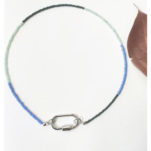 Simple stylish wild beaded necklace superimposed colors ladies charm small neck jewelry 2020 new spiral connect pendant choker