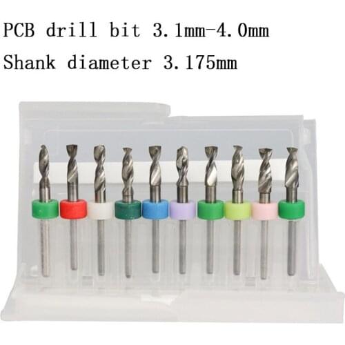 10pcs 3.1mm-4.0mm PCB mini drill Bit Set tungsten steel carbide for print circuit board cnc drill Bits Machine