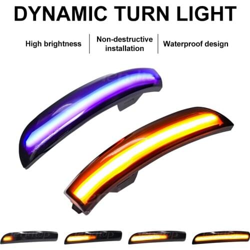 2Pcs/Set Dynamic LED Turn Signal Lights For Ford Escape Kuga II EcoSport 2013 - 2019 Blue And Yellow Light Two Modes