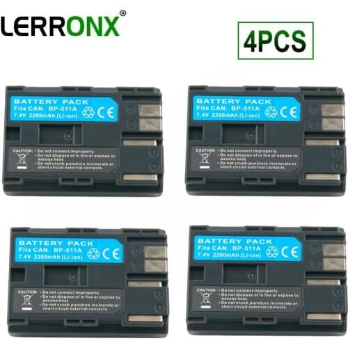 4PCS BP-511 BP-511A BP511 BP511A 7.4V Li-ion Rechargeable Battery for Canon eos 300d 40d 50d 60d Powershot G1 G2 G3 Batteries