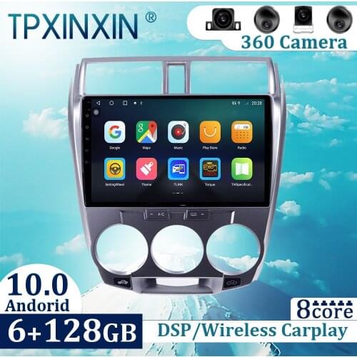 6+128GB For Honda City 2008-2013 Android 10 Carplay Radio Player Car GPS Navigation Head Unit Car Radio with Screen