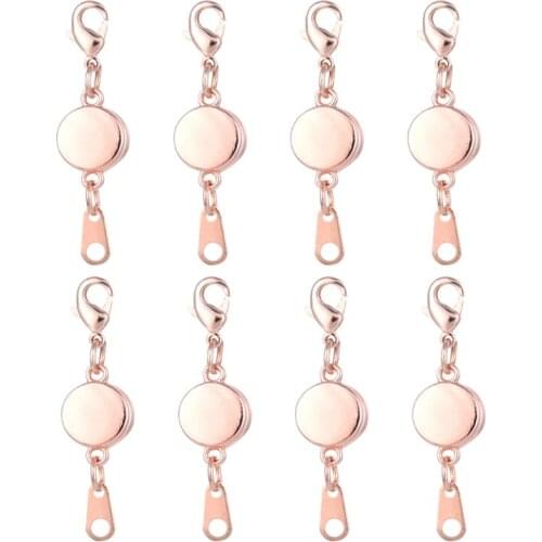 M4YF 8 Pcs Round-shaped Magnetic Jewelry Clasp Gold/Silver Colors Rhinestone Lobster Clasp Converter for Necklace Making
