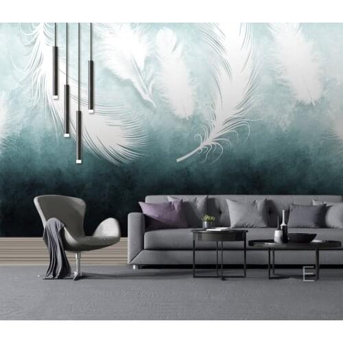 American modern fashion color white feather texture art large TV background mural home interior decoration wallpaper custom size