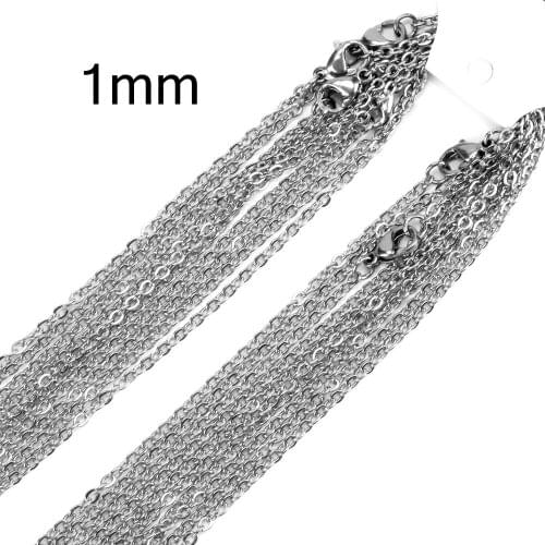 ASONSTEEL Trendy Fashion Link Chain Necklaces Silver Color Stainless Steel Chain Necklaces ,1mm 18-24inch Chains