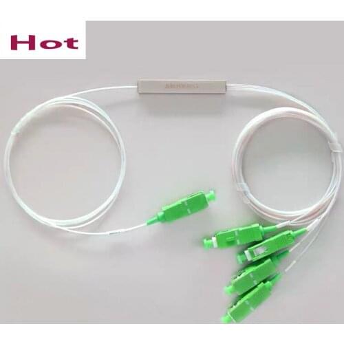 Free Shipping 5PCS/Lot 0.9mm Fiber Opitc Splitter SC/APC Connector Fiber Optical PLC Splitter SC 1 : 4 Mini steel tube type 1x4