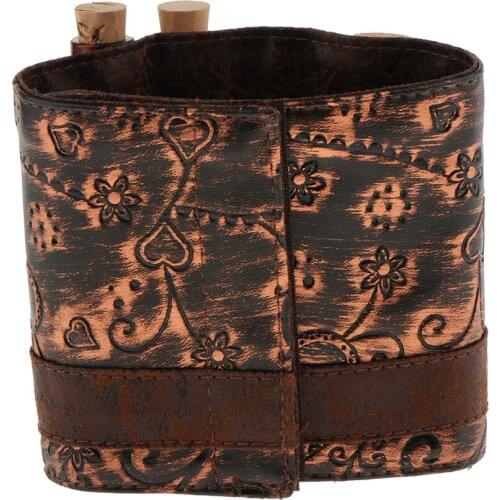 Steam Punk Arm Band Men Women Wide PU Leather Belt Bracelet Cuff