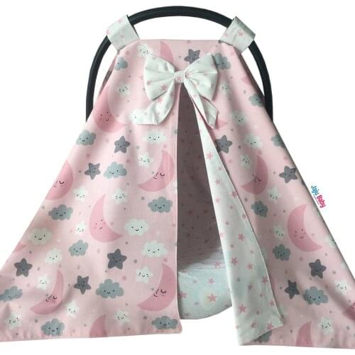 Jaju Baby Handmade, Pink Moon-Cloud Patterned Stroller Cover and Inner Sheet, Stroller Cover, Stroller, Stroller Sheet