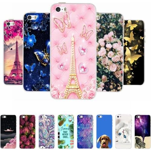 Phone Case For iPhone 4 4S 5 SE 5S 5SE Fundas Coque Silicone Case Soft Back Cover For iPhone 4 5 S Case Cute Flower Ultra Thin