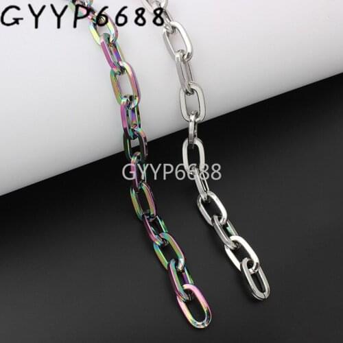 1-5meters 2 colors silver rainbow 3mm thick 20*11mm oval shape Iron meterial chains for DIY handbag purse accessories