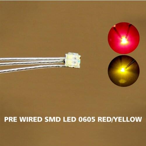 DT0605RY 20pc Pre-soldered litz wired leads Bi-color RED/YELLOW SMD Led 0605 NEW