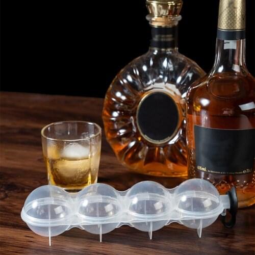 Whiskey ice hockey DIY model Smooth Ice Ball Mold Easy Demould PP Transparent DIY 4-cell Silicone Lid Ice Tray Kitchen Tool