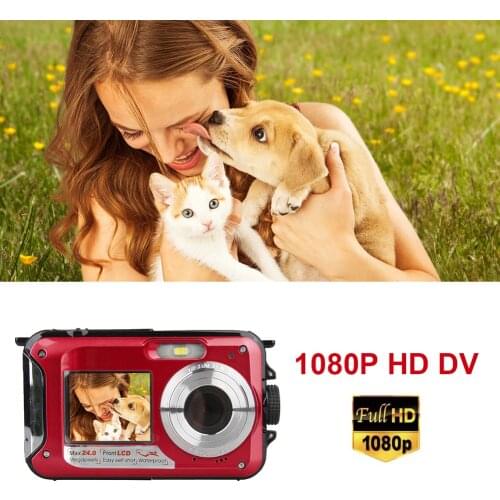 Dual Screen Underwater Digital Camera Selfie Video Recorder Waterproof Anti-Shake 1080P Full HD 16X Zoom Support 32GB TF Card