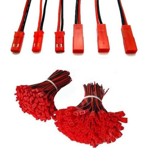 FS Hot 50 Pairs 10cm JST Connector Plug Cable Male+Female for RC Battery Free Shipping