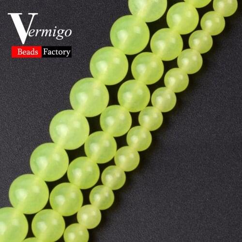 Smooth Olive Green Jades Chalcedony Beads Natural Stone Round Ball Loose Beads For Jewelry Making 4-10mm Pick Size Diy Bracelet