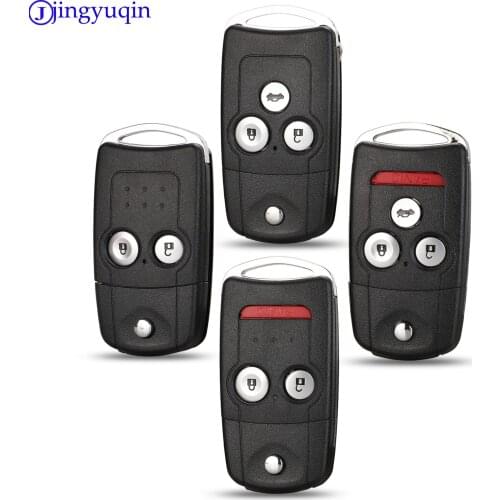Jingyuqin 2/3/4 Button Replacement Flip Folding Car Key Shell Modified for Honda Civic Dio Fit Crv Hrv Accord Odyssey Jazz