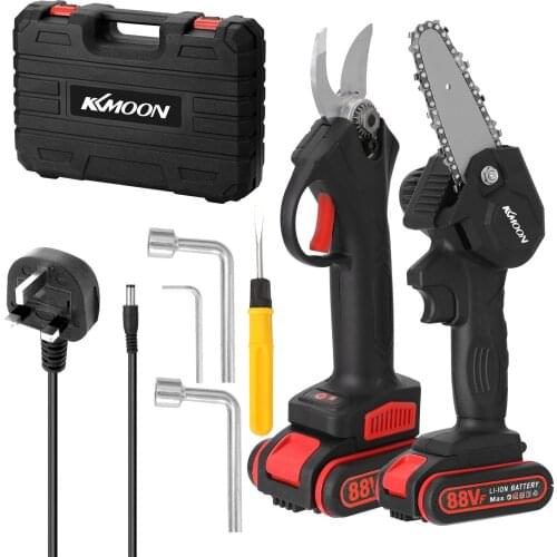 KKmoon 21V 30mm Cordless Brushless Motor 88VFElectric Pruning Shear 4in Brush Motor Cahinsaw Woodworking Tool for Garden Orchard