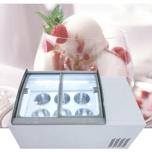 Commercial Ice Cream Display Cabinet Stainless Steel Hard Ice Cream Showcase 6 Round Barrels or 6 Square Barrels Freezer