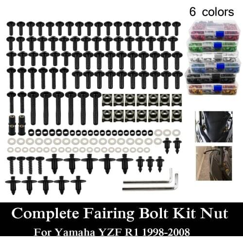 Fit For Yamaha YZF R1 1998-2008 98 99 00 01 02 03 04 05 06 07 CNC Alloy Complete Fairing Bolts Kit Nut Bodywork Screws Clip