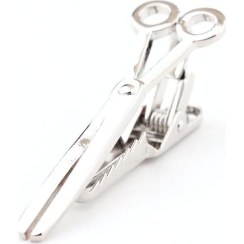 Scissor-shaped mens tie clip