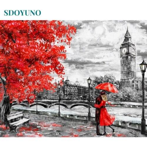 SDOYUNO Scenery Oil Paint By Numbers Kits Couples Painting By Numbers On Canvas Frameless 60x75cm Handpaint DIY Draw Number