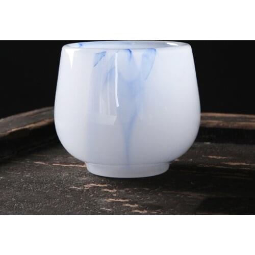 Jade Porcelain Cup 100ml Handmade Teacup Container Chinese Kung Fu Teaware Beauty Tea Bowl Master Teacups Decor Crafts As Gift