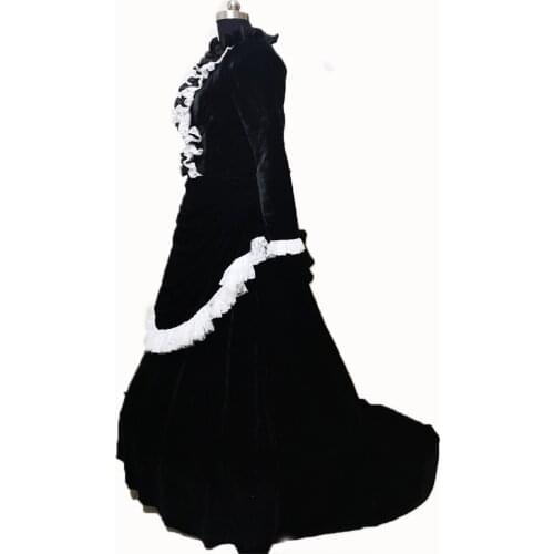 New black Vintage costumes 18th Duchess Retro medieval Renaissance Reenactment Theatre Civil war Victorian dress D-298