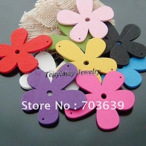 Wholesale 100pcs Cute Wooden Flower, Wooden Accessory For DIY Free Shipping