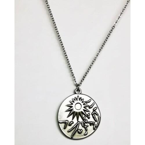 1pc New Stainless Steel Irregular Sun Disc Pendant Necklace Vintage Faith Necklaces Women Men Fashion Jewelry Gift