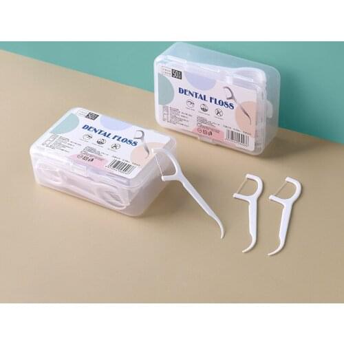 Plastic for Household Oral Care Teeth Stick 50Pcs/Box White Tooth Cleaning Superfine Dental Floss Interdental Brush