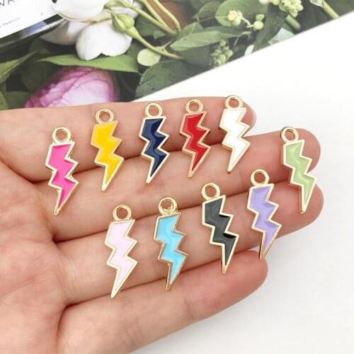 20 Bolt Gold Enamel Thunder Lightning/Cloud Charm for Bracelet Earring Jewellry Accessories Metal Charm Sign Pendants #JIN39FU3F